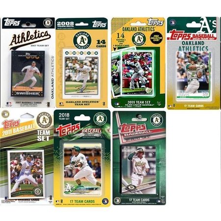WILLIAMS & SON SAW & SUPPLY C&I Collectables AS719TS MLB Oakland Athletics 7 Different Licensed Trading Card Team Sets AS719TS